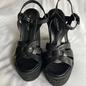 Saint Laurent TRIBUTE ESPADRILLES WEDGE Sandals 37/7